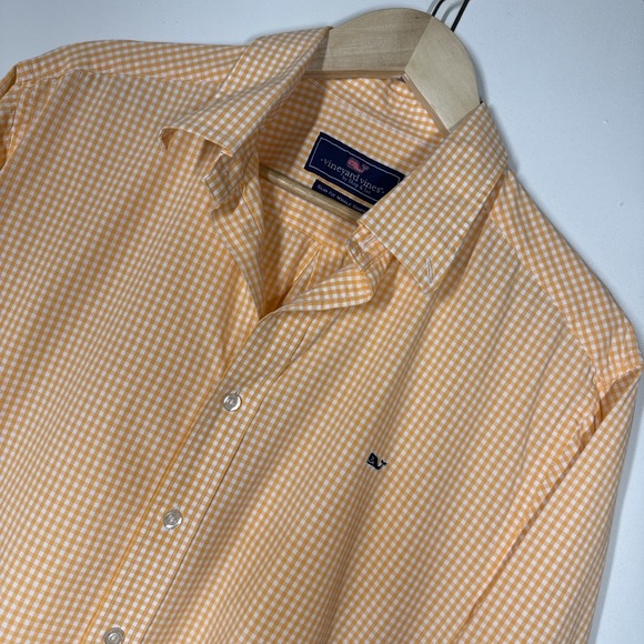 Vineyard Vines Other - Vineyard Vines Whale Slim Fit Shirt Mens L Classic Fit Peach Plaid Button-Down